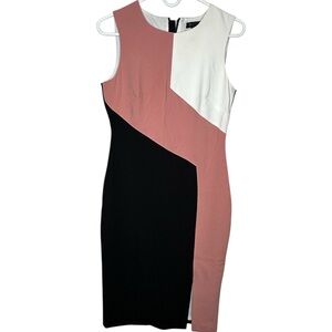 White House Black Market Asymmetrical Pink and Black Dress